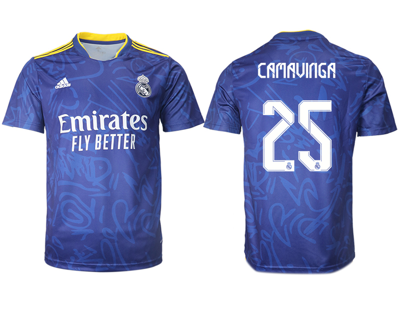Men 2021-2022 Club Real Madrid away aaa version blue #25 Soccer Jersey->real madrid jersey->Soccer Club Jersey